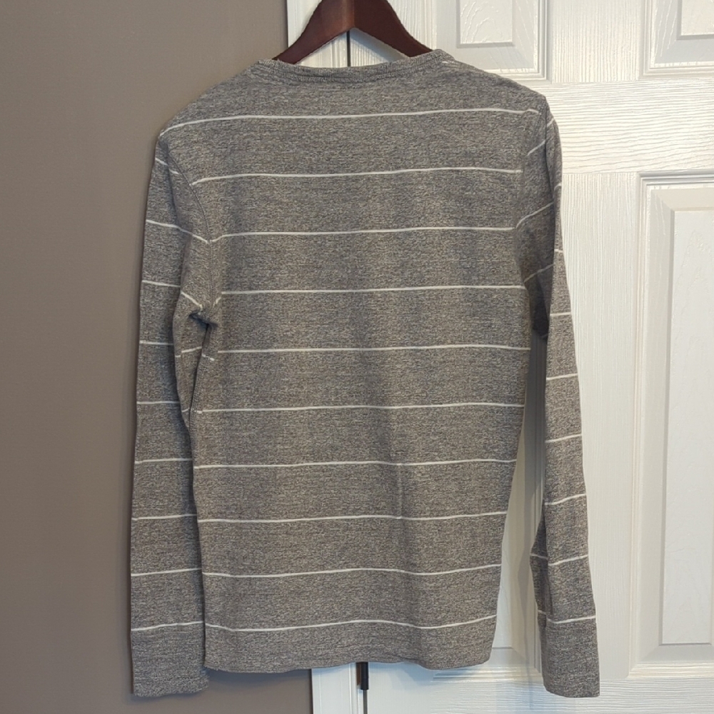 Men's American Eagle Gray Striped Long Sleeve Shirt - Picture 3 of 7